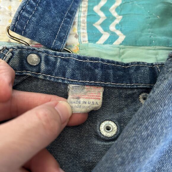 Vintage 80s Big Smith Dark Wash Sanforized Cotton Denim Overalls USA XS S - Picture 6 of 6